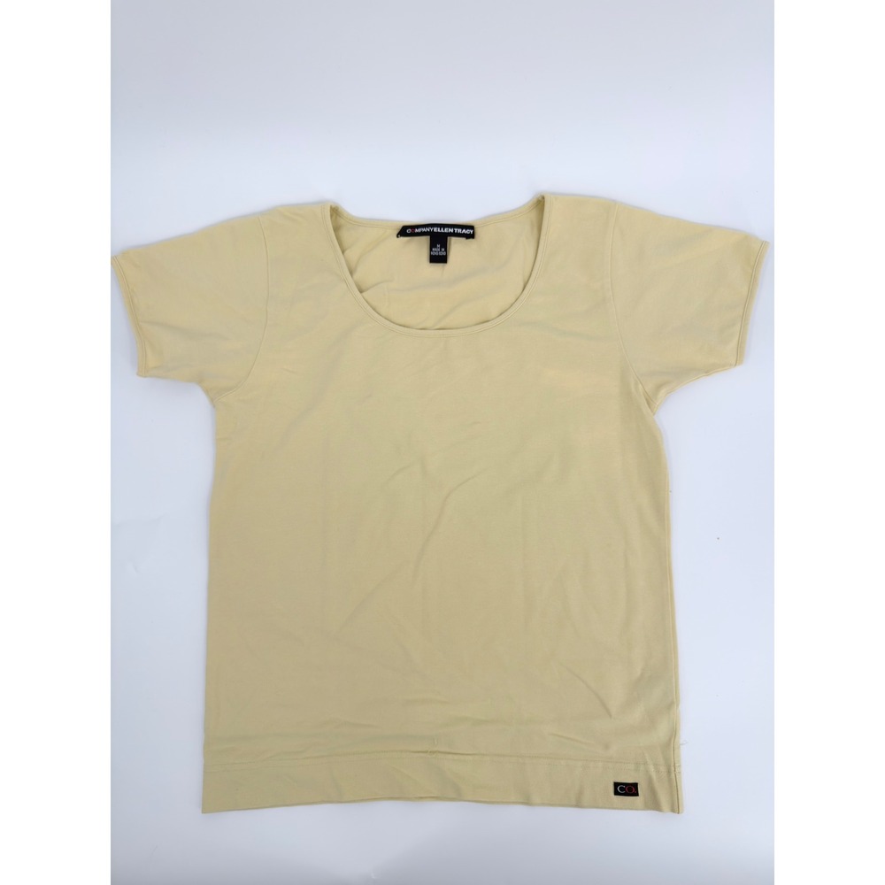 Company Ellen Tracy T Shirt Scoop Neck Y2K Womens Size Medium Yellow Tee